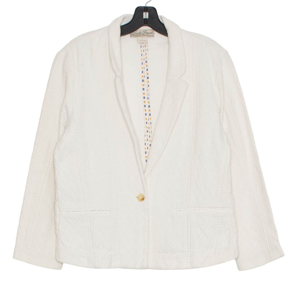 NEW Lucky Brand Blazer Minimalist Preppy Classic Old Money Scandi Button Large